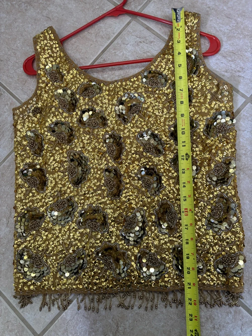 Vintage Harilela gold beaded sequin wool tank top size 38 US Small - Picture 10 of 10